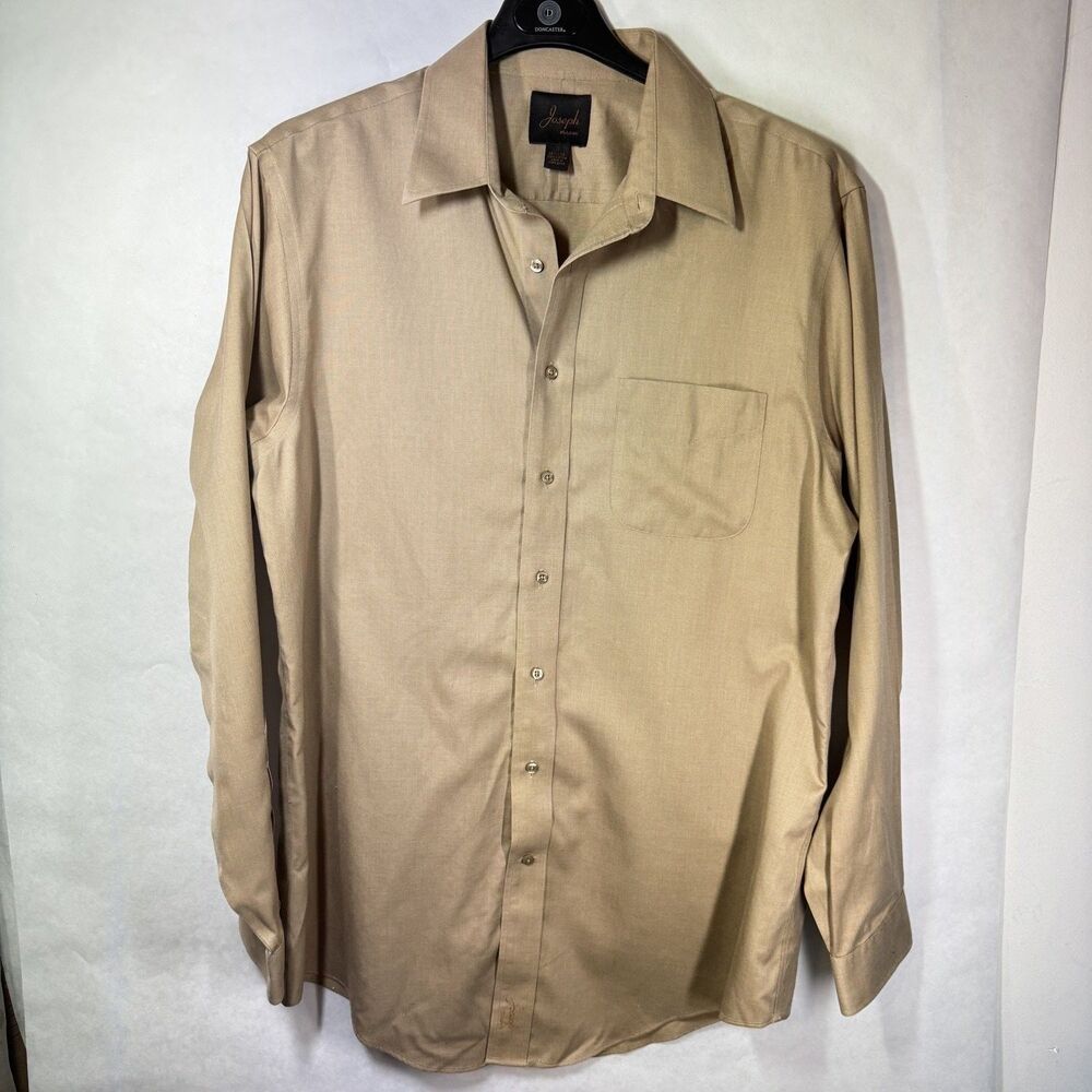 Joseph by Jos A Banks Mens Dress Shirt 16.5 36 Tan Long Sleeve